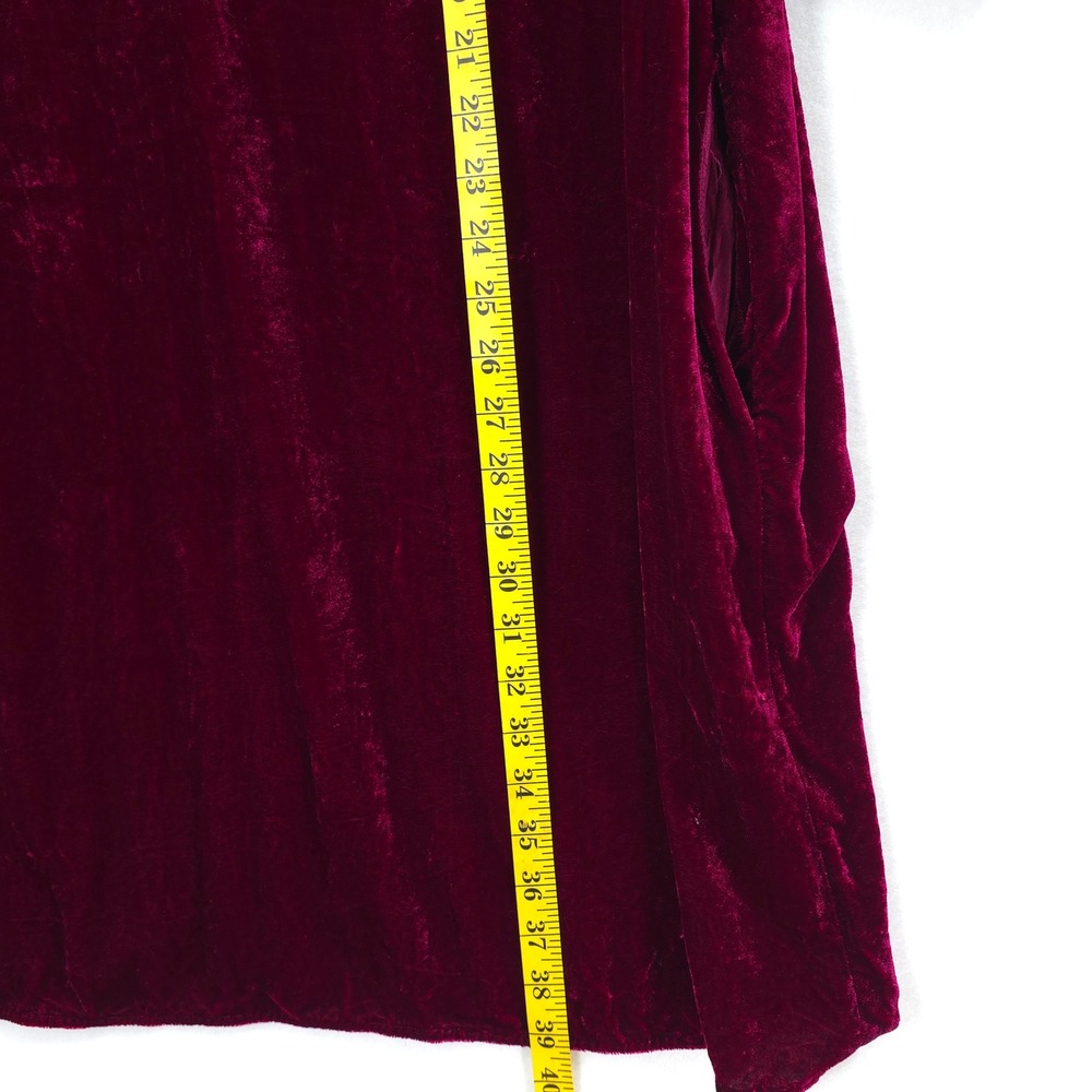 Eileen Fisher Velvet Dress Silk Blend Berry Red Women 1X Luxe Festive Minimalist - Picture 6 of 11